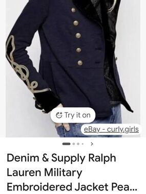 Denim & Supply Ralph Lauren Navy Peacoat with Gold Embroidery